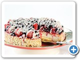 Berry Brulee Cheesecake
The best combination of crème brulee and cheesecake. Sits on a bed of graham cracker crumbs, a layer of crème brulle, topped with traditional NY cheesecake. Enrobed with caramel icing and miniature white chocolate chips and topped with triple berries. Drizzeld with white chocolate ganache.
